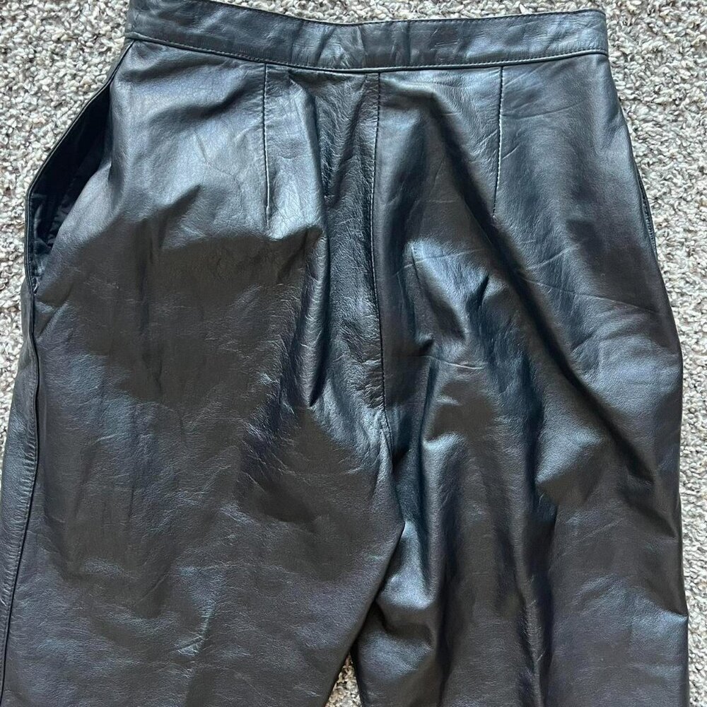 Vintage 70s Evan Davies Black Nappa Cow Leather Pants Womens 4 Retro Punk Whimsy - Picture 5 of 8